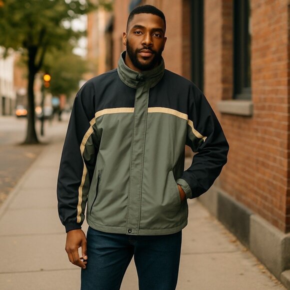 White Sierra Other - Vintage White Sierra Mens XL Windbreaker Jacket Green & Black Lightweight